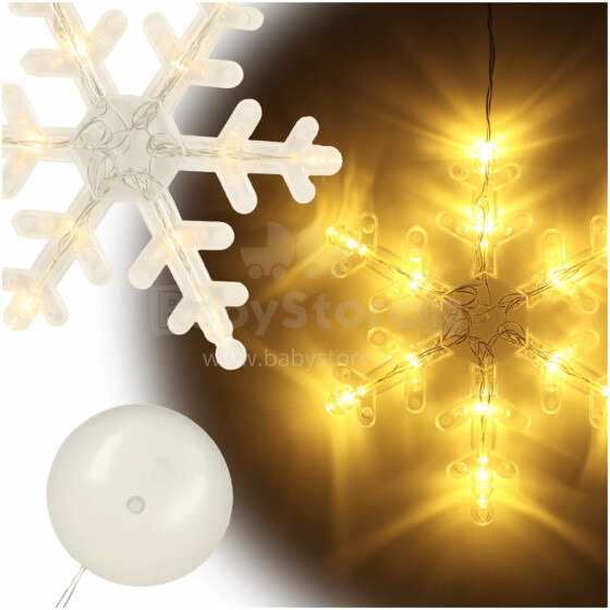 Ikonka Art.KX5246_5 LED pakabuko žibintai Kalėdų dekoracijos snaigė 45cm 10 LED