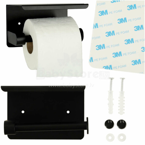 Ikonka Art.KX4323 Toilet paper holder with shelf black