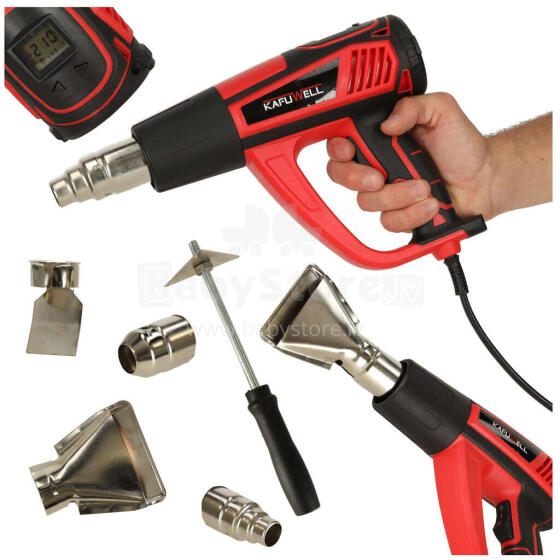 Ikonka Art.KX4719 Electric heating torch with temprature control 0-600 deg C air flow 300-500 l/min + 4 interchangeable tips 1850W