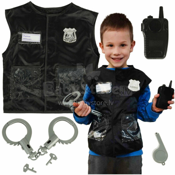 Ikonka Art.KX4297 Karnavalo kostiumas policijos pareigūno kostiumų rinkinys 3-8 m.