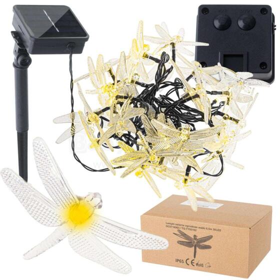 Ikonka Art.KX4968 Saules Dragonfly dārza apgaismojums 6,5 m 30LED silti balta