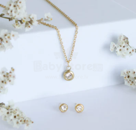 La bebe™ Jewelry Set White Nerūsējišā tērauda komplekts auskari un kaklarota