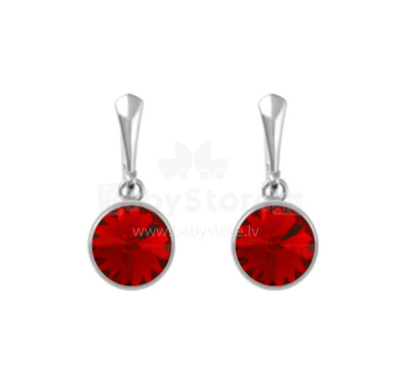 La bebe™ Jewelry Natural Stone Earrings Light Siam Серьги из серебра 925 пробы с 8 мм кристаллом