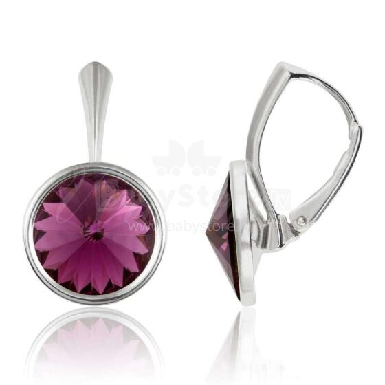 La bebe™ Jewelry Natural Stone Earrings Amethyst Серьги из серебра 925 пробы с 8 мм кристаллом аметиста