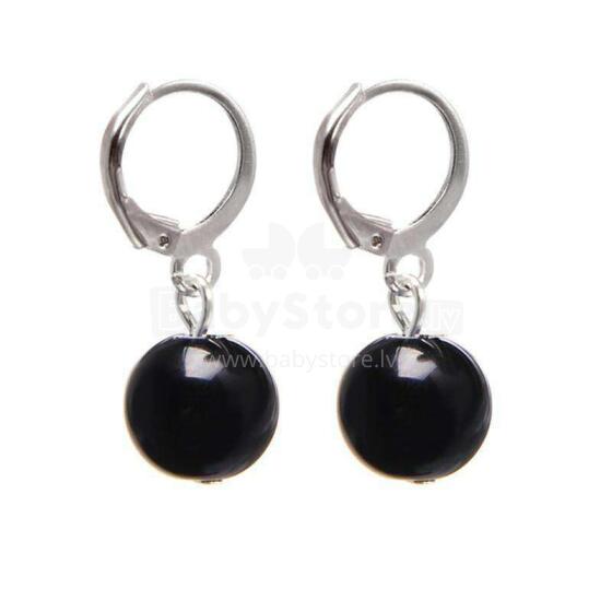 La bebe™ Jewelry Natural Stone Earrings Nerūsējoša tērauda auskari ar ahātu melnā