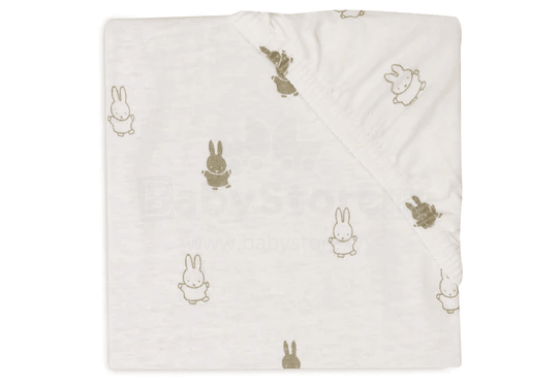 Jollein Jersey Sheet Happy Miffy Art.511-501-67093 Olive Green palags ar gumiju 90x50cm