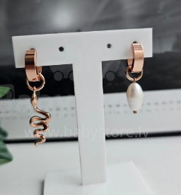 La bebe™ Jewelry Natural Stone Earrings Auskari ar piekariņu Čuska un upes pērli