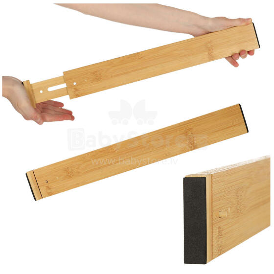 Ikonka Art.KX4600_1 Drawer organiser adjustable bamboo separator 56x6x1.5cm 1 piece