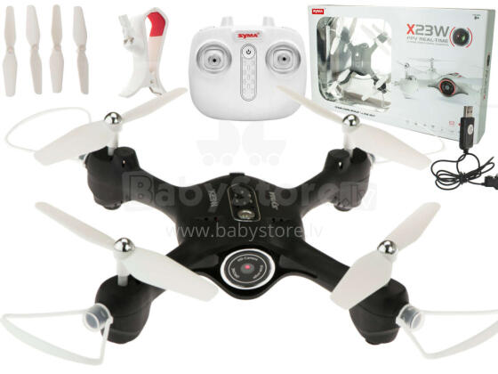 Ikonka Art.KX9997_2 Syma X23W 2.4GHz 4CH FPV Wi-Fi RC drons melns