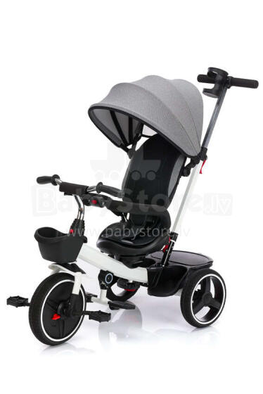 Fillikid Niki 360 tricycle Art.6018-05 White Grey Bērnu trīsritenis ar rokturi un jumtiņu