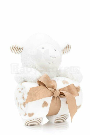 Fillikid Plush Toy With Blanket - Lamb Art.5337-01 Augstvērtīga bērnu kokvilnas sedziņa (sega)/plediņš 75x90 cm