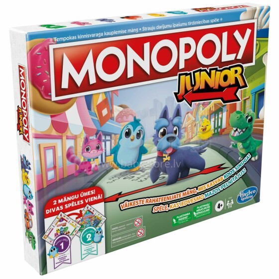 MONOPOLY Board game Junior 2 Games In 1 (in Latvian and Estonian lang.)