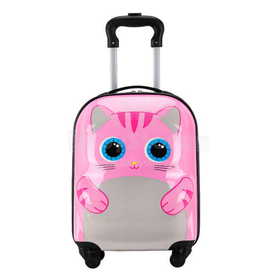 Ikonka Сat Art.KX3963_3  Children's travel case on wheels cat pink