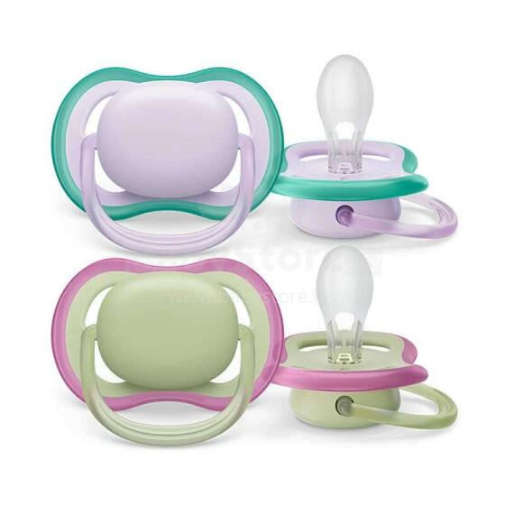 Philips Avent Ultra Air Art.SCF085/24 Silikona knupīši ar uzrakstu 0-6 mēn. BPA Free (2 gab.)
