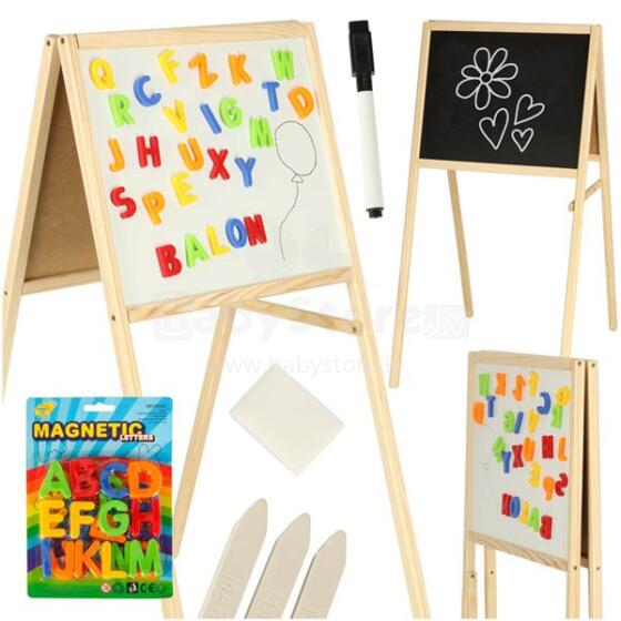 Ikonka Art.KX3732 Magnetic double-sided chalkboard + letters chalk sponge marker