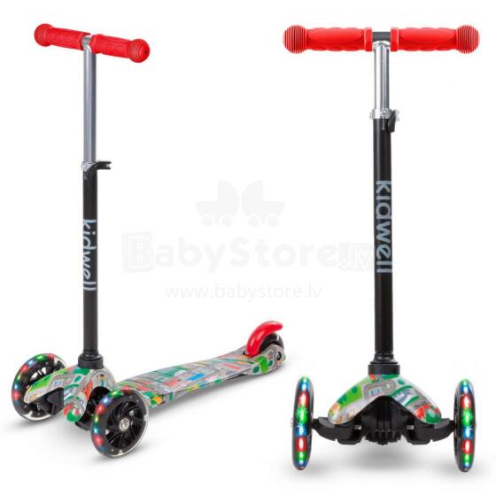 Kidwell City Uno Art.15922 Kids 3wheel scooter Bērnu skūteris augstāka kvalitāte ar gaismas effektiem