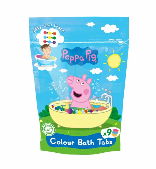 PEPPA PIG Ūdeni iekrāsojošas tabletes vannai, 9 x 16 g