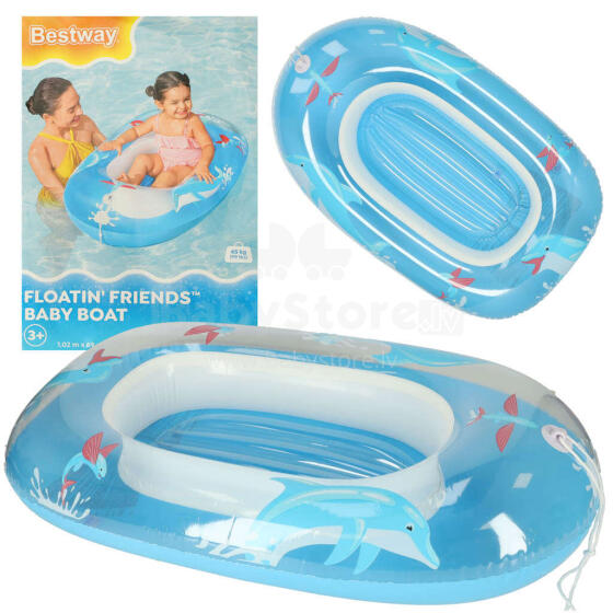 Ikonka Art.KX6097_2 BESTWAY 34037 inflatable swimming mattress children's pontoon boat mattress blue