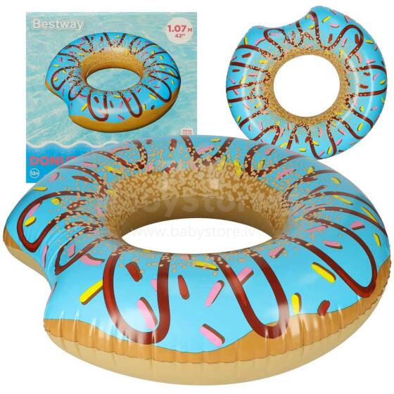 Ikonka Art.KX5003_2 BESTWAY 36118 Donut zils 107cm peldēšanas ritenis