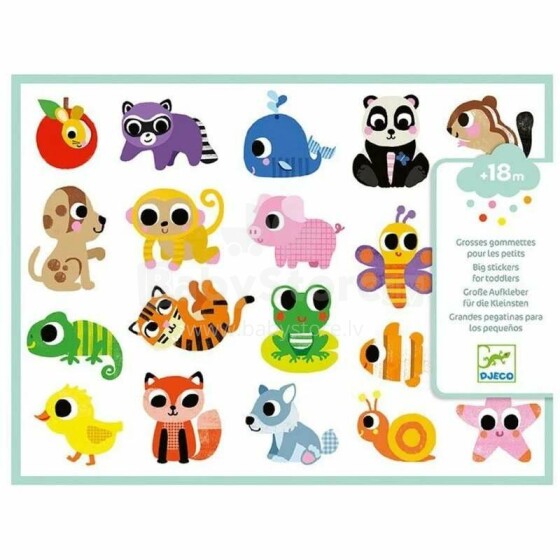 Djeco Big Stickers Animals  Art.DJ09084 Большие наклейки Животные (120 шт.)