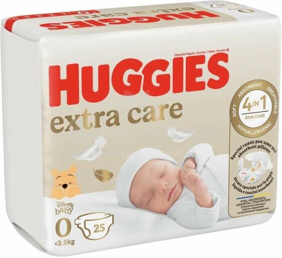 Huggies Extra Care Newborn Art.0BL041548647 подгузники с экологичным хлопком <3.5 kг 25 шт.