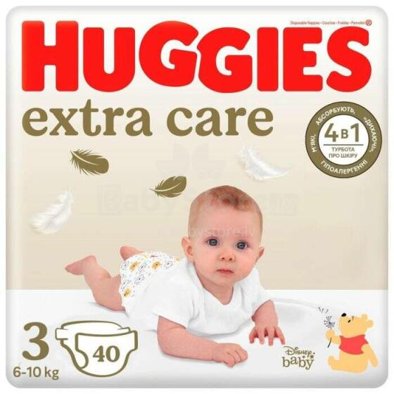 Huggies Extra Care 3 Art.BL041574400 подгузники с экологичным хлопком 6-10kг, 40шт.