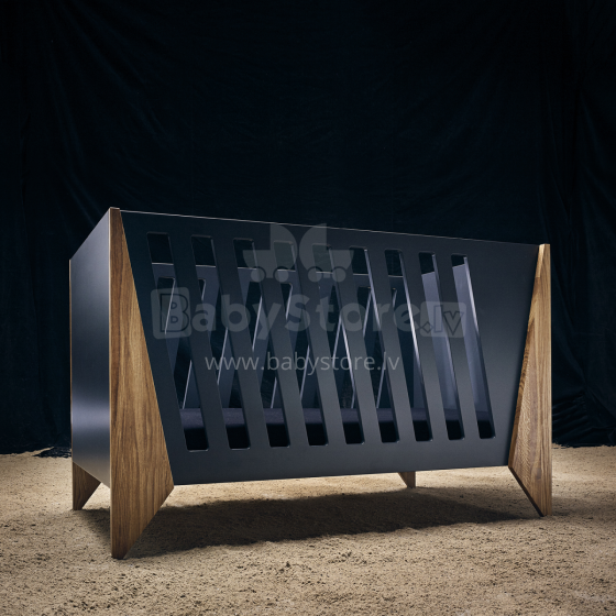 Nordi Kidson Baby Bed Oak Art.NF02001-2 Black bērnu koka gulta no dabīga ozola 144x90x78сm