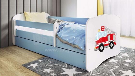 Bed babydreams blue fire brigade with drawer with non-flammable mattress 140/70