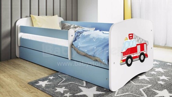 Babydreams blue fire brigade bed with drawer without mattress 160/70