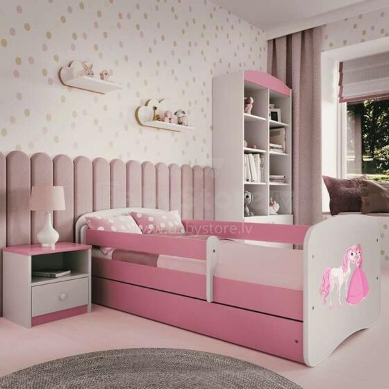 Bed babydreams pink princess horse with drawer with non-flammable mattress 160/80