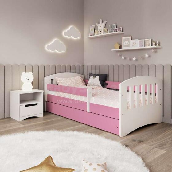 Bed classic 1 pink with drawer with non-flammable mattress 180/80