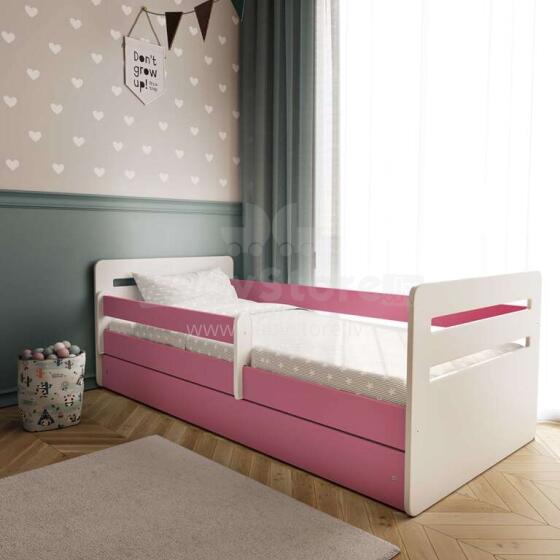 Bed tomi pink with drawer with non-flammable mattress 160/80