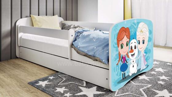 Bed babydreams white frozen land with drawer with non-flammable mattress 180/80