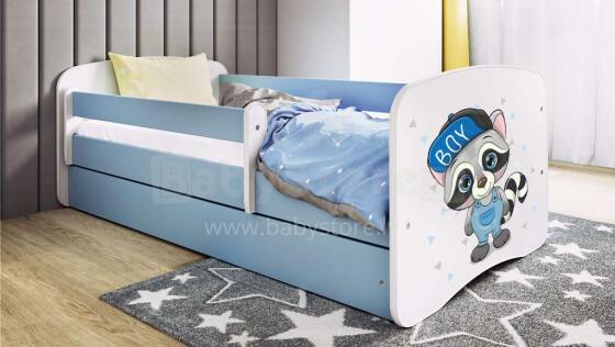 Bed babydreams blue raccoon with drawer with non-flammable mattress 140/70
