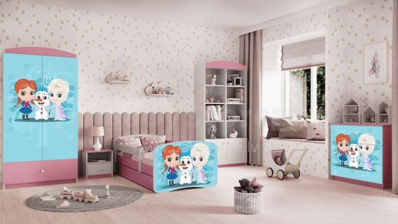 Bed babydreams pink frozen land with drawer with non-flammable mattress 160/80