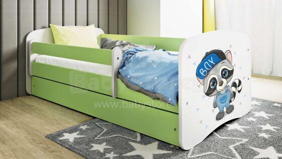 Bed babydreams green raccoon with drawer with non-flammable mattress 180/80