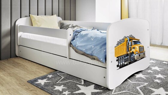 Bed babydreams white truck with drawer with non-flammable mattress 140/70