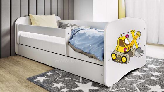 Bed babydreams white digger with drawer with non-flammable mattress 180/80
