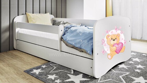Bed babydreams white teddybear butterflies with drawer with non-flammable mattress 180/80