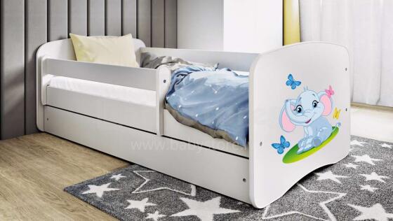 Bed babydreams white baby elephant with drawer with non-flammable mattress 160/80