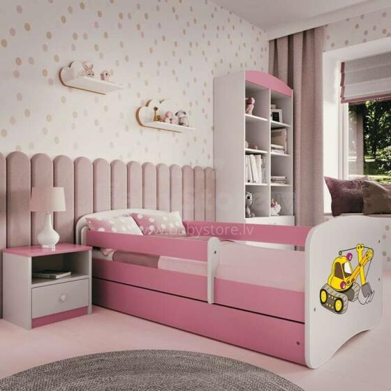 Bed babydreams pink digger with drawer with non-flammable mattress 180/80