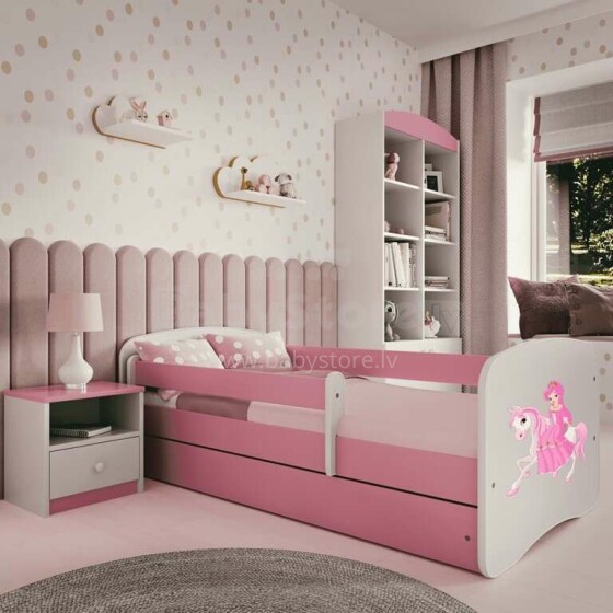 Babydreams pink princess on a horse bed with a drawer, coconut mattress 160/80