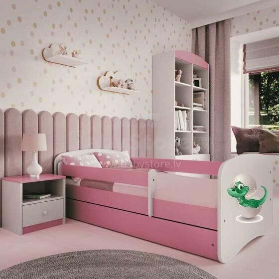 Bed babydreams pink baby dino with drawer with non-flammable mattress 140/70
