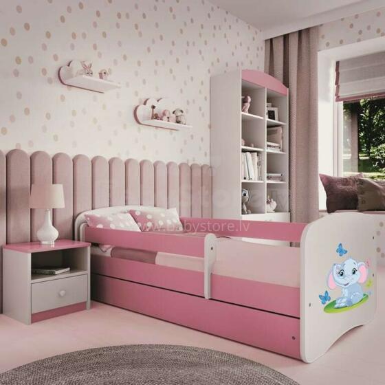 Bed babydreams pink baby elephant with drawer with non-flammable mattress 140/70