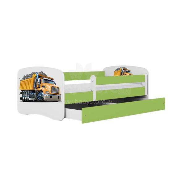 Bed babydreams green truck with drawer with non-flammable mattress 160/80