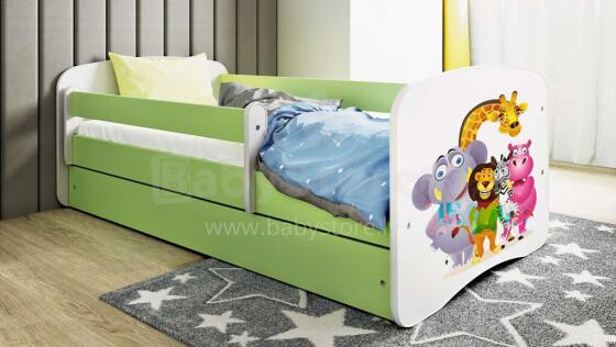 Bed babydreams green zoo with drawer with non-flammable mattress 160/80