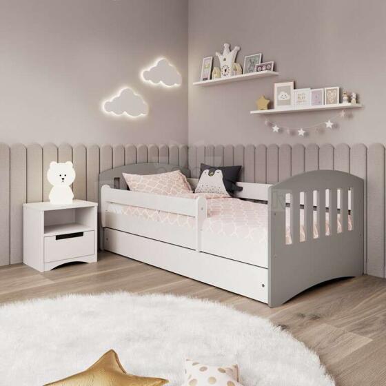 Bed classic 1 mix grey with drawer with non-flammable mattress 160/80