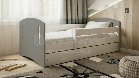 Bed classic 2 mix grey with drawer with non-flammable mattress 180/80