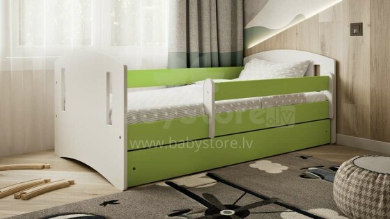 Classic 2 green bed with drawer, non-flammable mattress 140/80