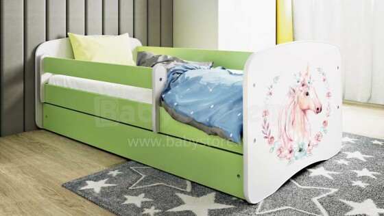 Babydreams green horse bed with drawer without mattress 140/70